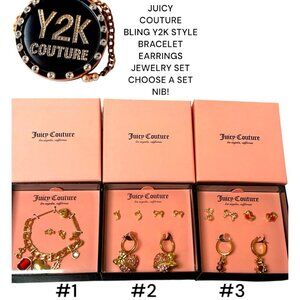 JUICY COUTURE JEWELRY SET Y2K STYLE CHOOSE SET BRACELET CHARM EARRINGS SET NIB